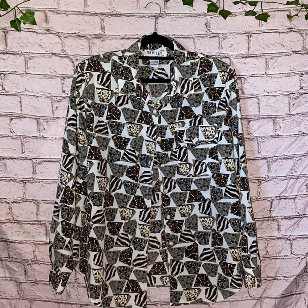 COPY - Vintage Truffles by yb long sleeve animal print blouse❤️